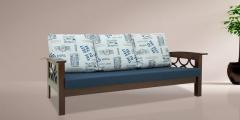 Woodsworth Costa Calida Ink Blue Three Seater Sofa in Walnut Finish