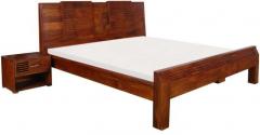 Woodsworth Eros King Sized Bed with Two Bedside Table in Colonial Maple Finish