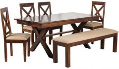 Woodsworth Ferguson Solid Wood Six Seater Dining Set in Provincial Teak Finish