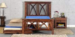 Woodsworth Fife Extendable Single Bed with Trundle In Provincial Teak Finish