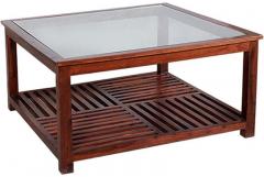 Woodsworth Frederic Slatted Shelf Coffee Table in Colonial Maple Finish