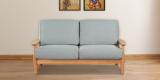 Woodsworth Guarulhos Grey Two Seater Sofa In Teak Oak Finish