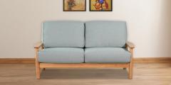 Woodsworth Guarulhos Grey Two Seater Sofa in Teak Oak Finish