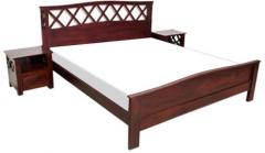 Woodsworth Havana King Sized Sheesham Wood Bed with Two Bedside Tables in Passion Mahogany Finish