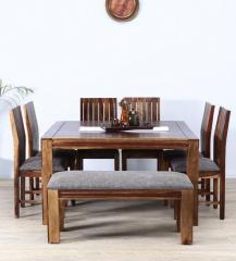 Woodsworth Hays Eight Seater Dining Set with Bench in Provincial Teak Finish