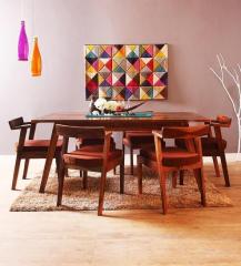 Woodsworth Kennewick Six Seater Dining Set in Provincial Teak Finish