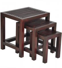 Woodsworth Leon Solid Wood Set Of Tables in Passion Mahagony Finish