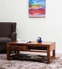 Woodsworth Logan Coffee Table with Drawer in Warm Walnut Finish