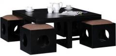 Woodsworth Lynden Sheesham Wood Coffee Table Set in Espresso Walnut Finish