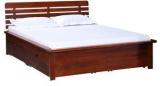 Woodsworth Mexico Solid Wood King Size Bed With Storage In Honey Oak Finish