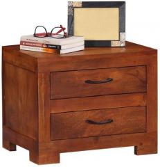 Woodsworth Montevideo Solid Wood Bed Side Table in Honey Oak Finish