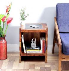 Woodsworth Nexo Knight Wireless Charging End Table in Provincial Teak Finish