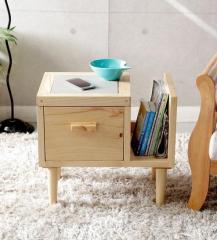 Woodsworth Nexo Knight Wireless Charging End Table with Right Book Shelf in Natural Finish