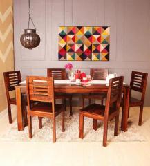 Woodsworth Oregon Six Seater Dining Set in Provincial Teak Finish