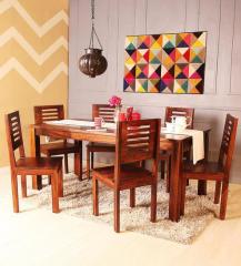 Woodsworth Oregon Solid Wood Six Seater Dining Set in Provincial Teak Finish