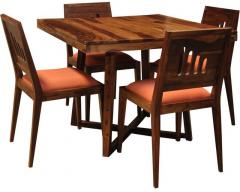 Woodsworth Paloma Solid Wood Four Seater Dining Set in Provincial Teak Finish