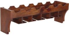 Woodsworth Porto Alegre Wine Bottle and Glass Holder in Provincial Teak Finish