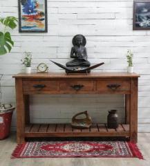 Woodsworth Prescott Solid Wood Console Table in Honey Oak Finish