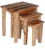 Woodsworth Puebla Solid Wood Set Of Tables In Natural Sheesham Finish