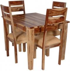 Woodsworth Quito Solid Wood Four Seater Dining Set in Natural Finish