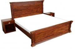 Woodsworth Salvador King Size Bed with Two Bedside Tables in Colonial Maple Finish