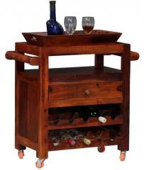 Woodsworth Salvador Solid Wood Bar Trolley in Honey Oak Finish