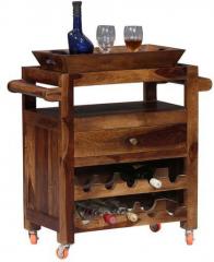 Woodsworth Salvador Solid Wood Bar Trolley in Provincial Teak Finish