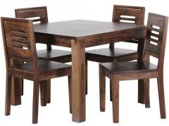 Woodsworth San Juan Premium Acacia Wood Four Seater Dining Set in Provincial Teak Finish