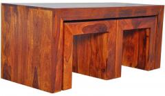 Woodsworth Santiago Solid Wood Coffee Table Set in Colonial Maple Finish