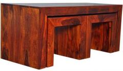 Woodsworth Santiago Solid Wood Coffee Table Set in Honey Oak Finish