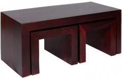 Woodsworth Santiago Solid Wood Coffee Table Set in Passion Mahogany Finish