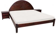 Woodsworth Sun Bearing King Size Bed with Two Bedside Tables in Espresso Walnut Finish