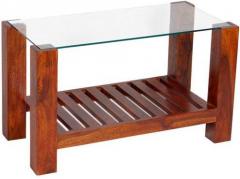 Woodsworth Torreon Glass Top Coffee Table in Honey Oak Finish