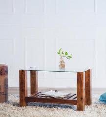 Woodsworth Winona Glass Top Coffee Table in Provincial Teak Finish