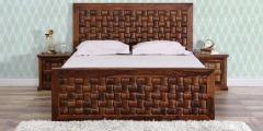 Woodsworth Woodway Queen Bed with Storage in Provincial Teak Finish