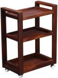 Woodtrend Sheesham Wooden Folding Bar Cart/Serving Bar Trolley For Kitchen Solid Wood Bar Trolley