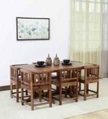 Wopno Furniture Pure Sheesham 6 Seater Wooden Dining Table Set Solid Wood 6 Seater Dining Set