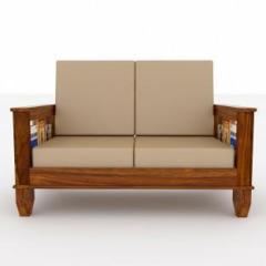 Wopno Furniture Pure Sheesham Wooden 2 Seater Sofa Set With Bookes Holder For Living Room Fabric 2 Seater Sofa