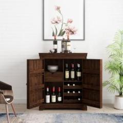 Wopno Furniture Pure Sheesham Wooden Bar Cabinet|Rack Hard and Soft Drinks Storage Solid Wood Bar Cabinet