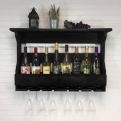 Wopno Furniture Sheesham Wood Bar Cabinet | 4 Bottle Tabletop Wine Bottle & Glass Rack Solid Wood Bar Cabinet