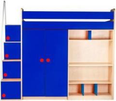 Yipi Bunk Bed With Upper Bed Wardrobe & Study Table In Blue Engineered Wood Bunk Bed