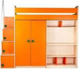 Yipi Bunk Bed With Upper Bed Wardrobe & Study Table In Orange Engineered Wood Bunk Bed