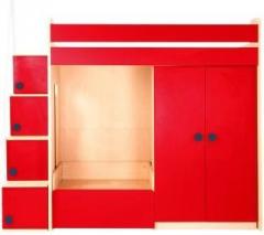 Yipi Flexi Bunk Bed With 3feet Sofa cumbed With Storage & Wardrobe In Red by Yipi Engineered Wood Bunk Bed