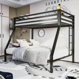 Z H Handicrafts Metal Bunk Bed Twin Over Full Size Beds with Sturdy Guard Rail, Removable Ladder Metal Bunk Bed