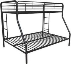 Z H Handicrafts Twin Over Full Bunk Bed with Metal Frame and Ladder, Space Saving Design, Black Metal Bunk Bed