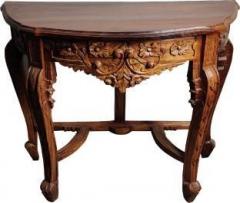 Zara Handicraft Wooden Designer Hand Carved Side Table, Brown, mahogany finish Solid Wood End Table