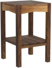 Zwigato Sheesham Wood Lamp Side Table with Lower Shelf Solid Wood Bedside Table