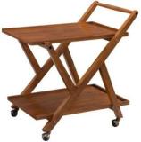 Zwigato Whiskey Maple Serving Trolley Solid Wood Bar Trolley