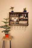 Zwigato Wooden bar Wall cabinet Wine Glass Holder Rack Wall Mounted Wine Rack Solid Wood Bar Cabinet