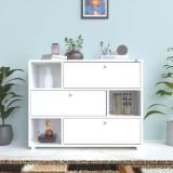 Yelo Home Storage Cabinet For Kitchen Bedroom Living Room With 3 Covered Storage Engineered Wood Free Standing Cabinet